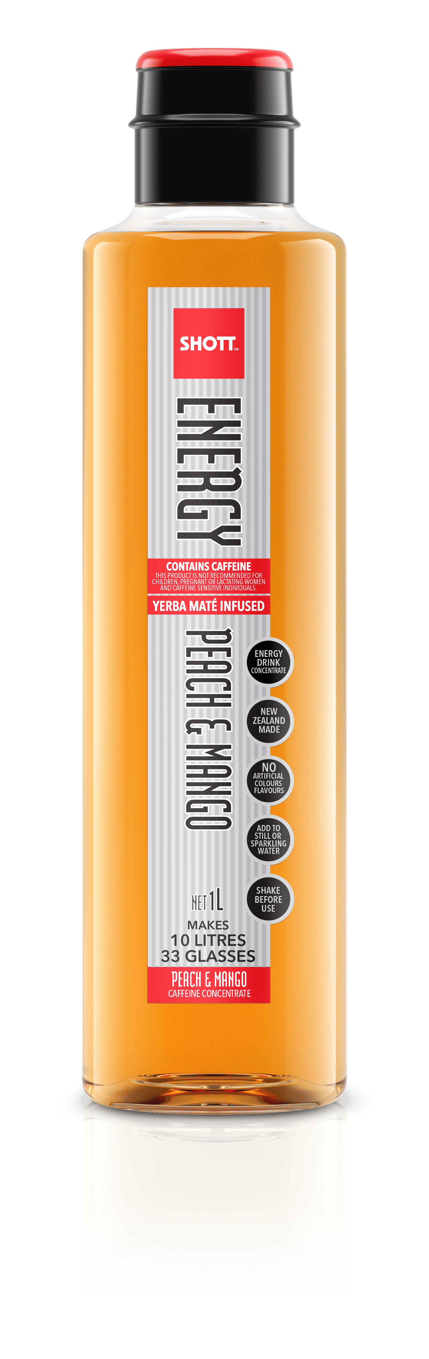 SHOTT Energy (Yerba Maté) PEACH & MANGO Syrup 1Ltr