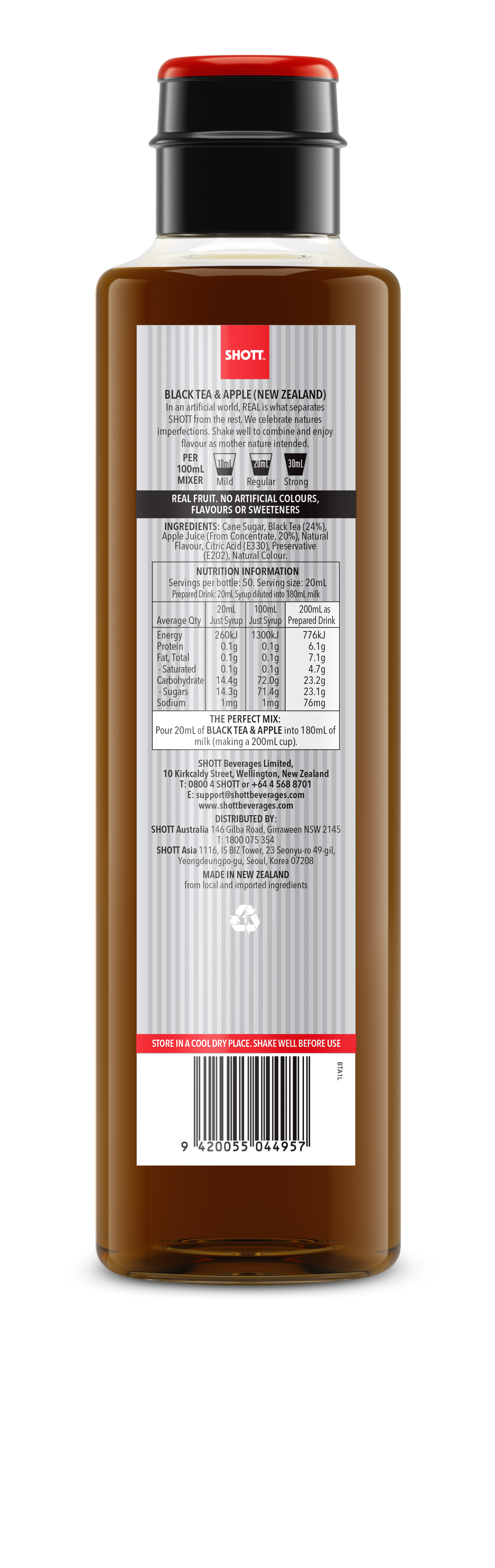 SHOTT Black Tea & Apple (New Zealand) Syrup 1Ltr