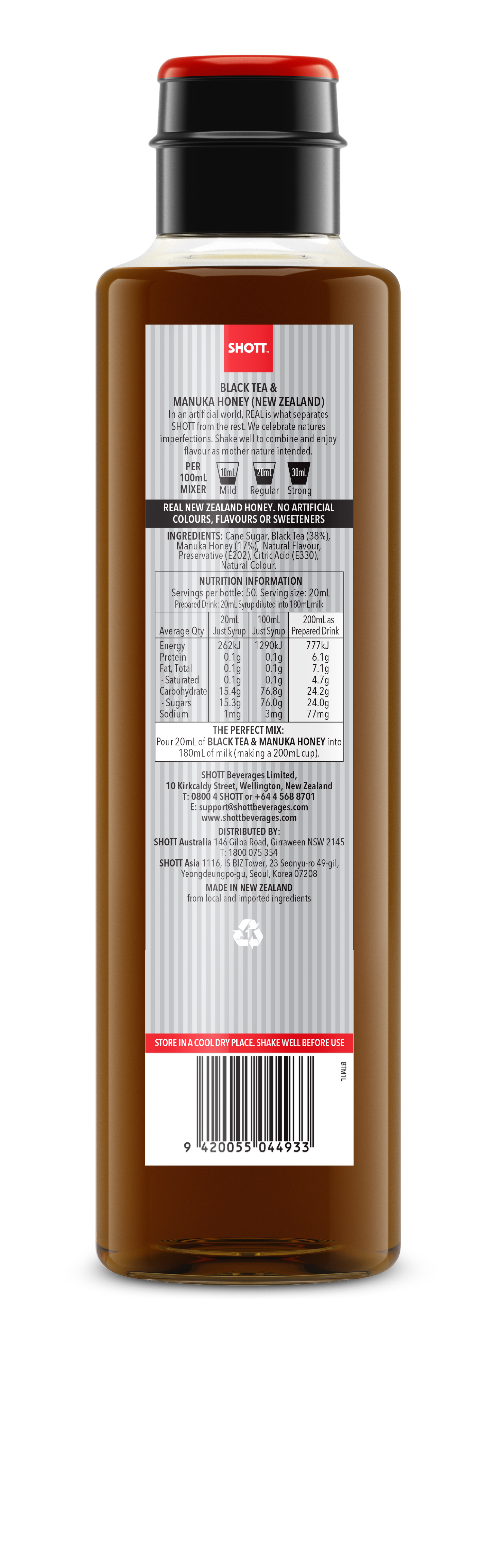 SHOTT Black Tea & Manuka Honey Syrup 1Ltr