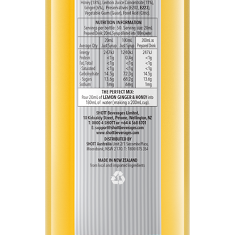 SHOTT Lemon Ginger & Honey Syrup 1Ltr