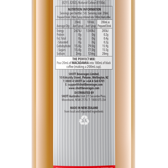 SHOTT Macadamia Syrup 1Ltr