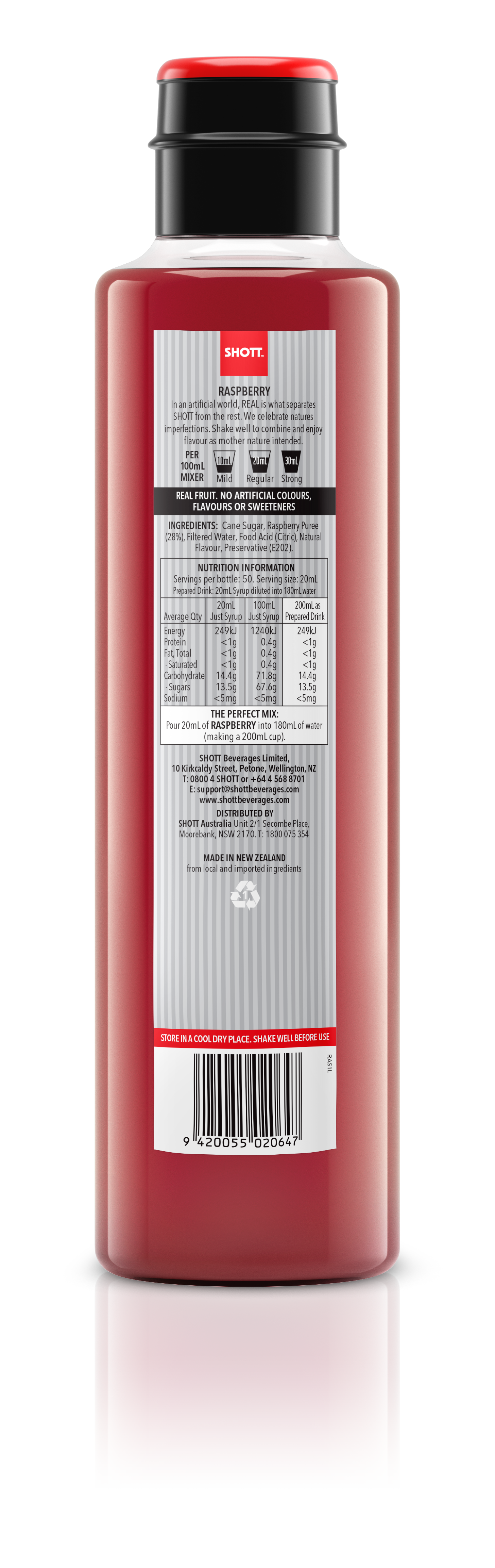 SHOTT Raspberry Syrup 1Ltr